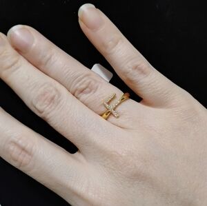 .925 Silver "F" Ring - Gold Plated, Size 5.75 / 16.3mm